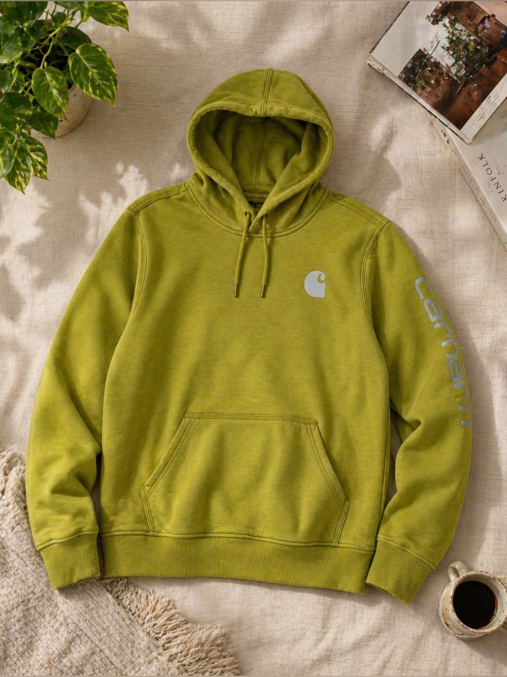 Carhartt Olive Green Hoodie Women’s Medium Pullover Logo Sweatshirt